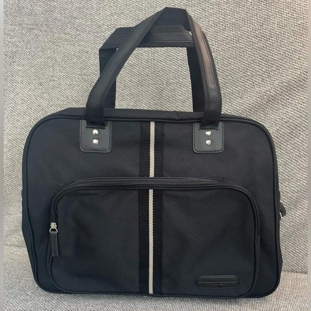 Carolina Herrera Black Laptop Bag with Geometric Design